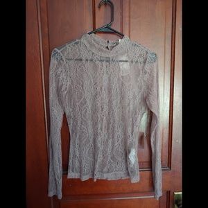 NWT Sheer Lace Long Sleeve Top